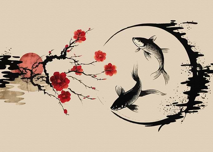 Koi carp fishes and big