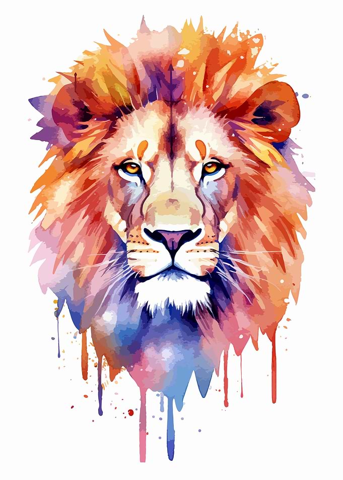 Lion in watercolor