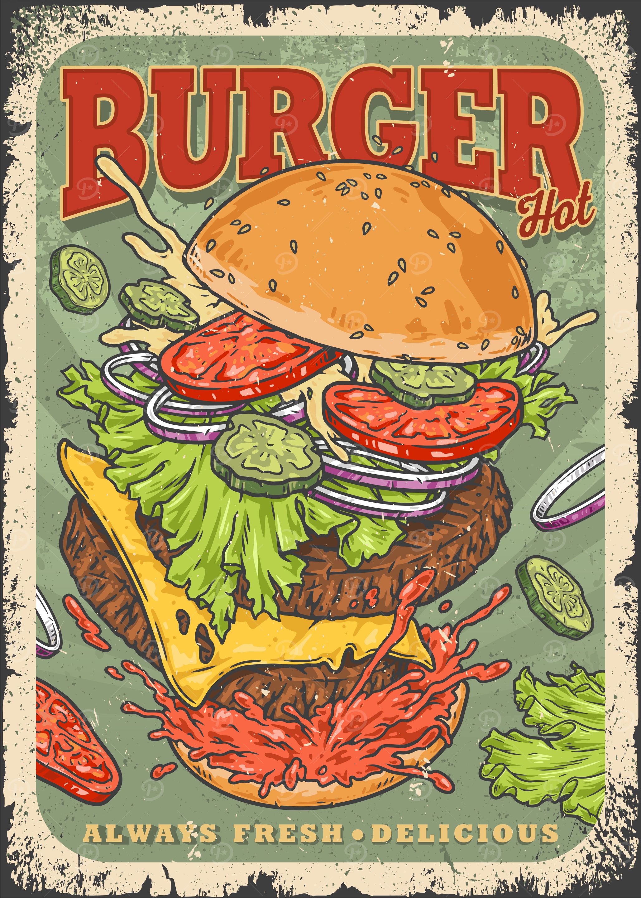 Beef Burger Menu Vintage