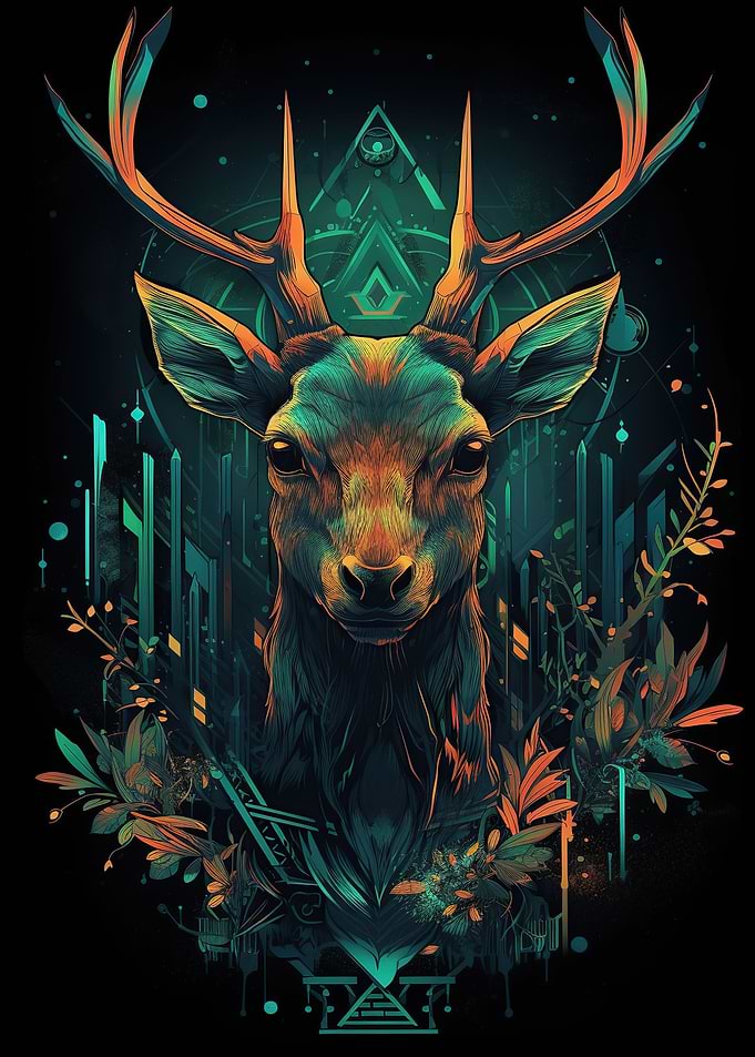 Digital Magical Deer Art