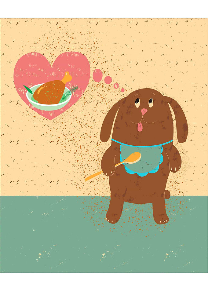 Dog dreams of meat