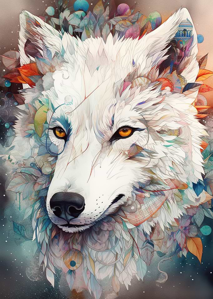 Snowbound Spirit Wolf Art