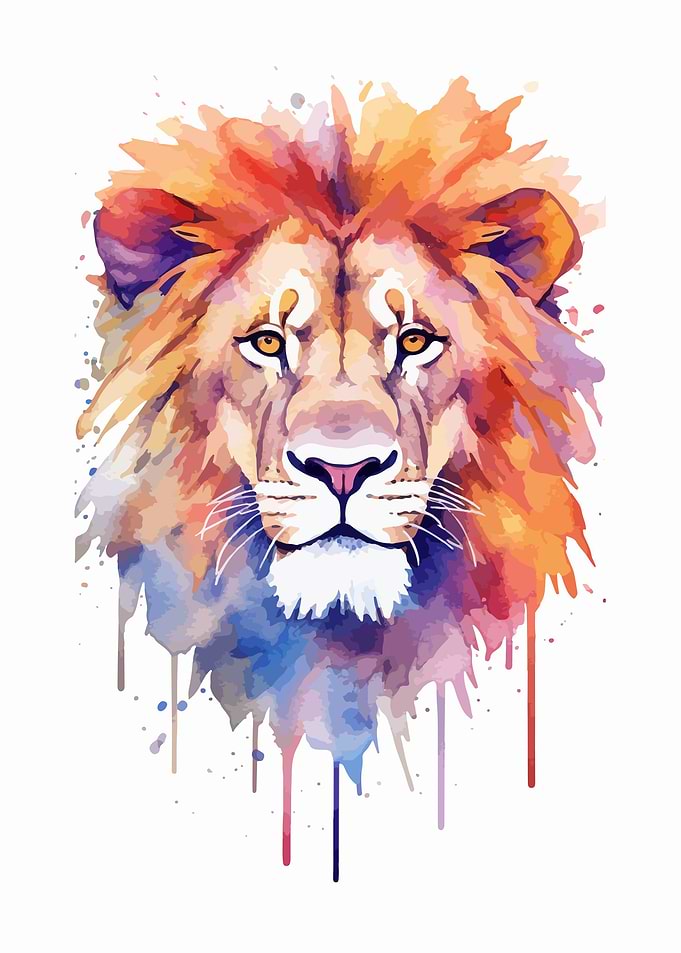 Lion in watercolor