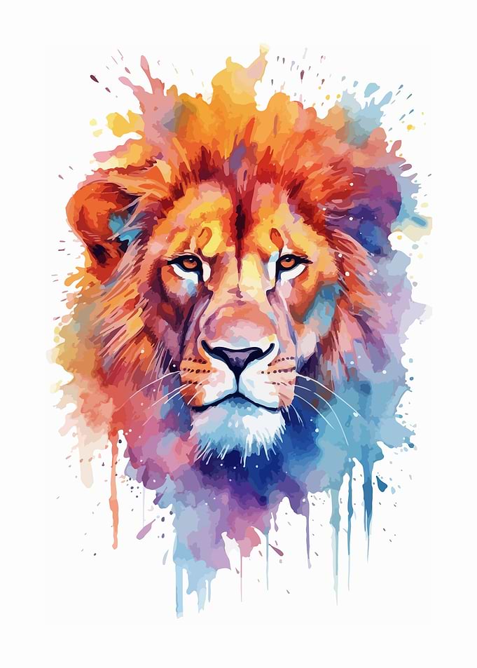 Lion in watercolor