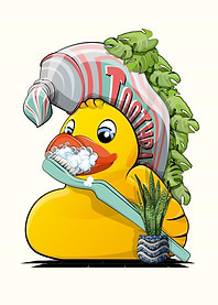 Rubber Duck Brushing Teeth
