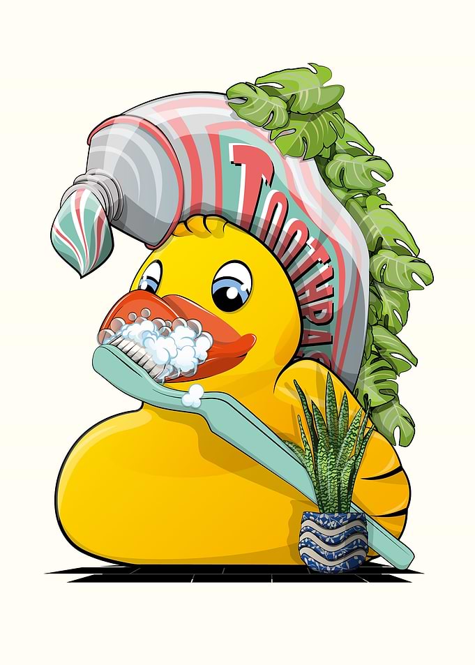 Rubber Duck Brushing Teeth