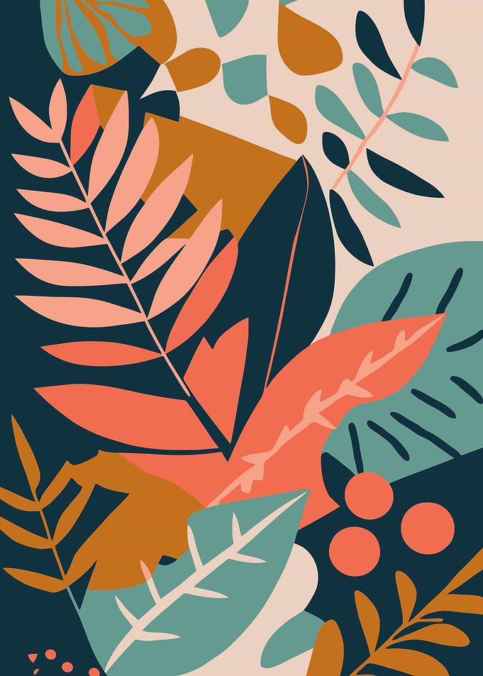 Leaves and flowers