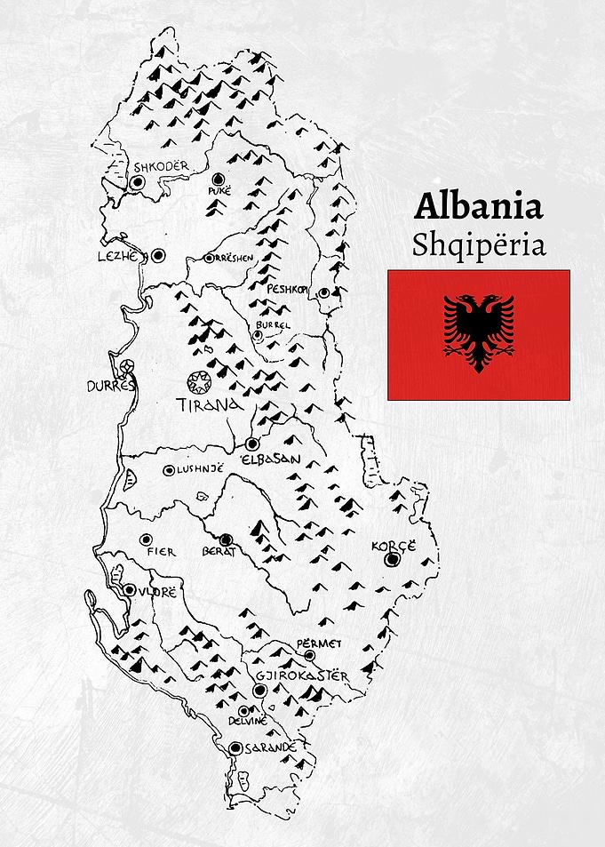 Handdrawn Albania Map