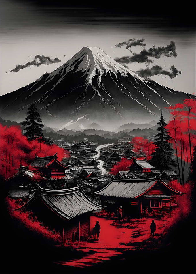 Fuji mount Red black Grey