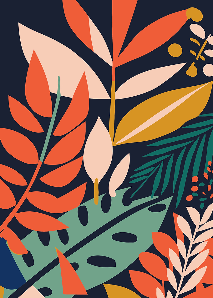 Leaves and flowers