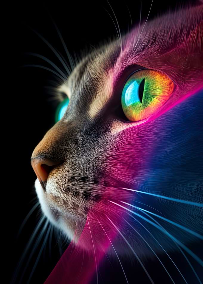 Rainbow Cat Close Up Shot