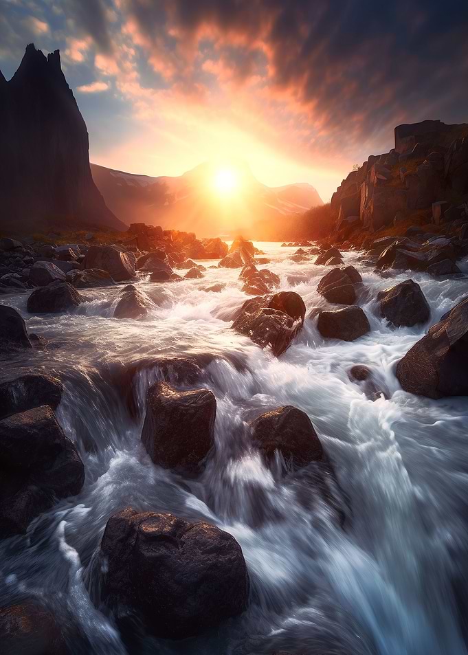 Waterfall Sky Sun