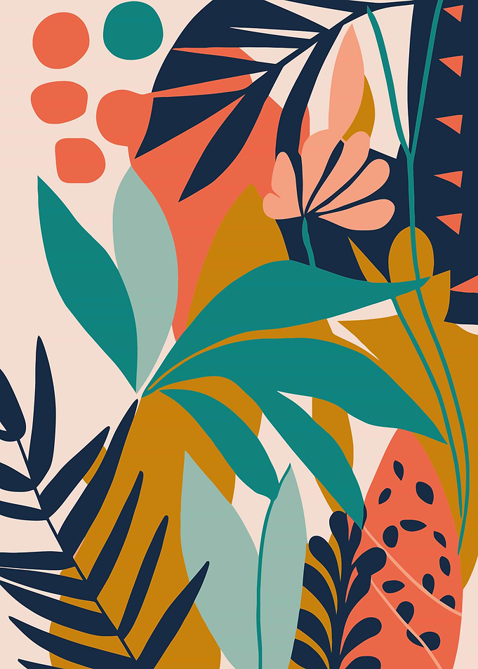 Leaves and flowers