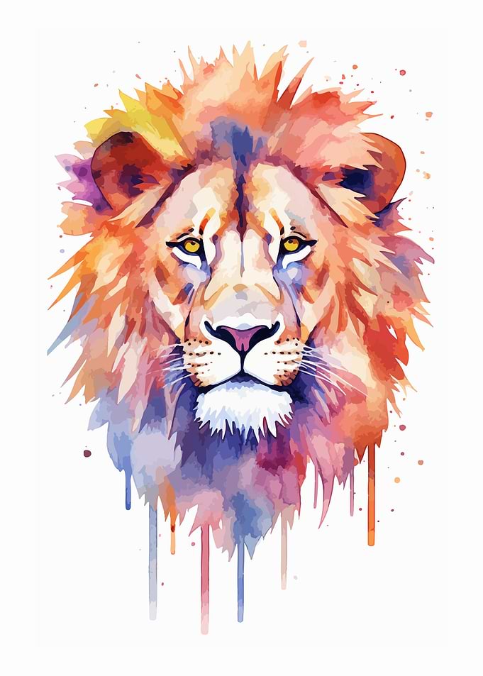 Lion in watercolor