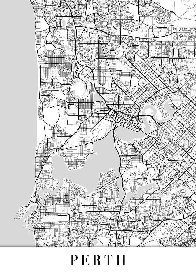 Perth White Map