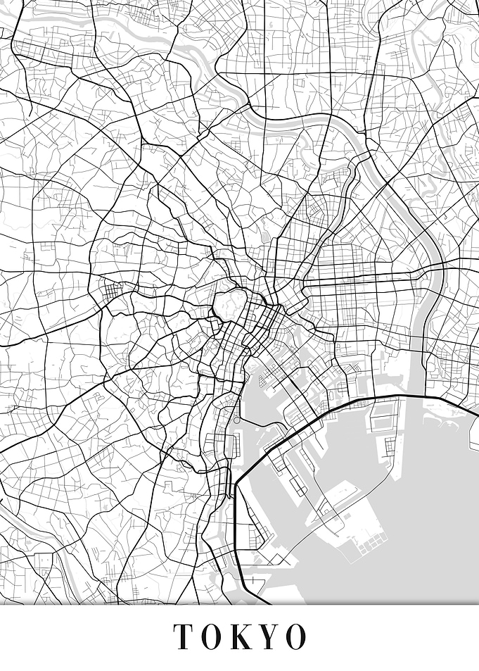 Tokyo White Map