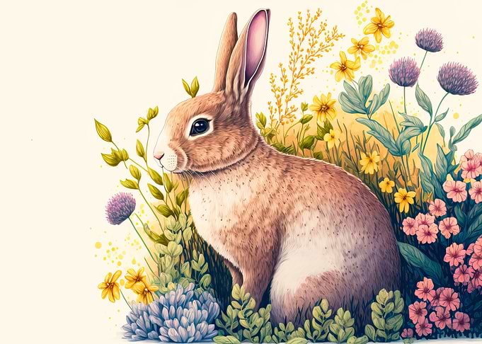 Easter bunny with flowers