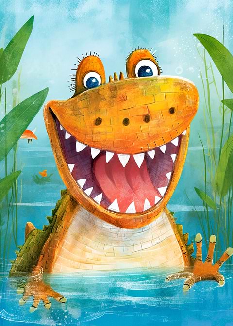 Cheery Croc — kids room metal wall art