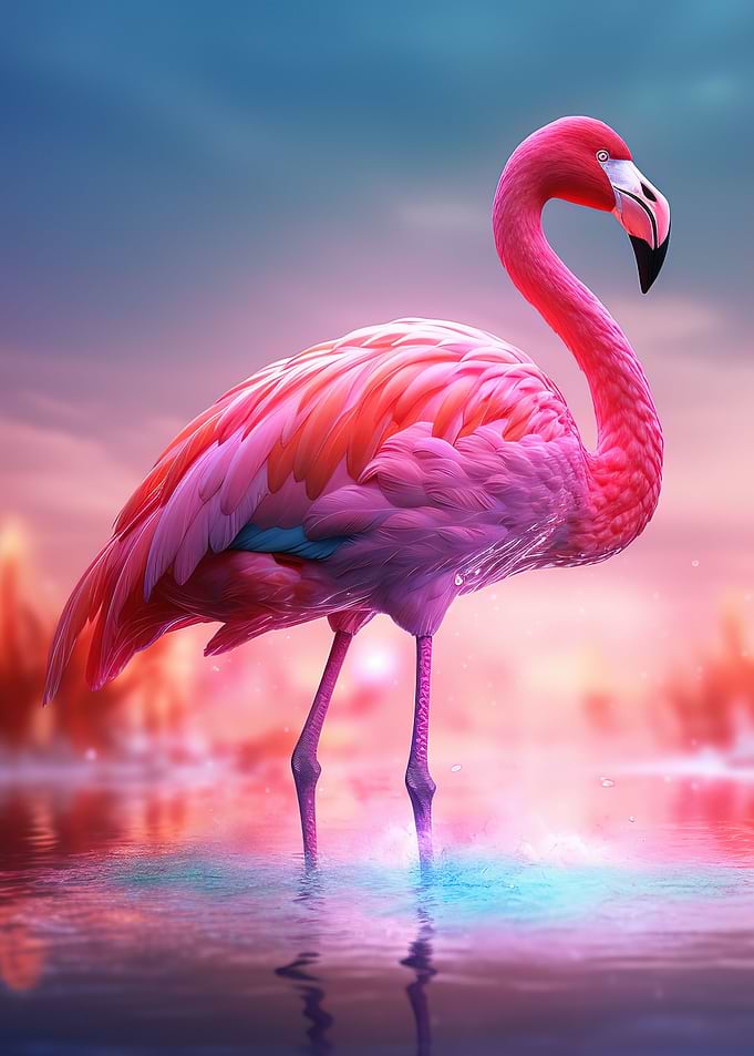 Flamingo By The Lake