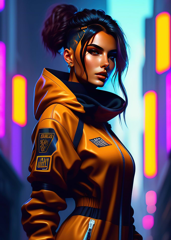 cyberpunk girl a yellow