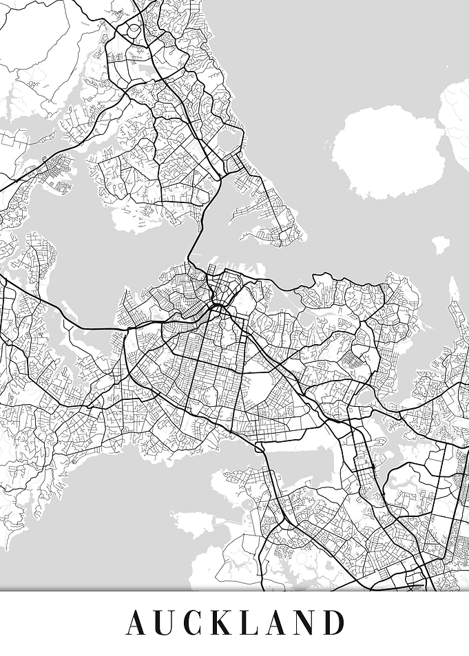 Auckland White Map