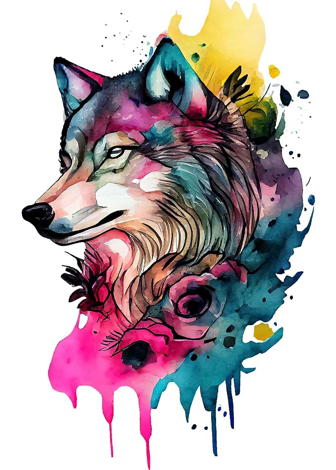 Artistic Watercolor Wolf