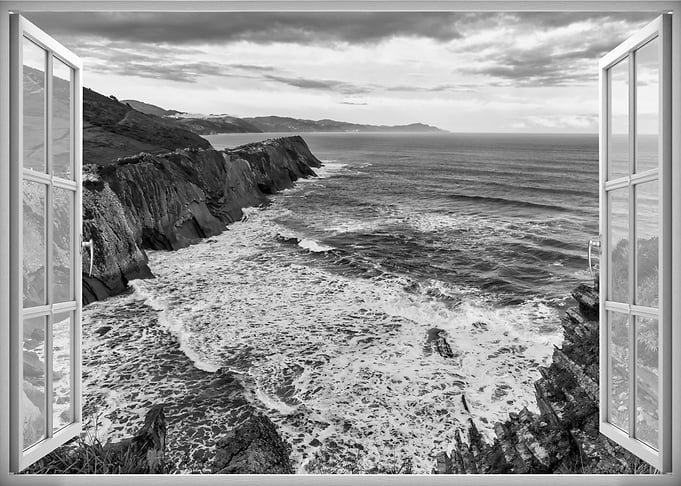Window view sea waves