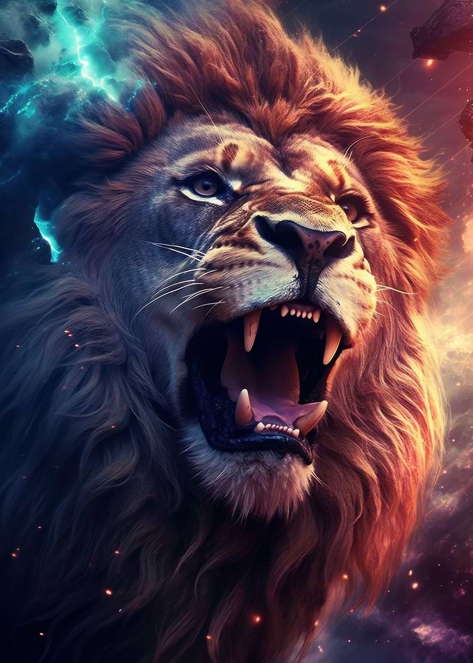 Lion king roaring space