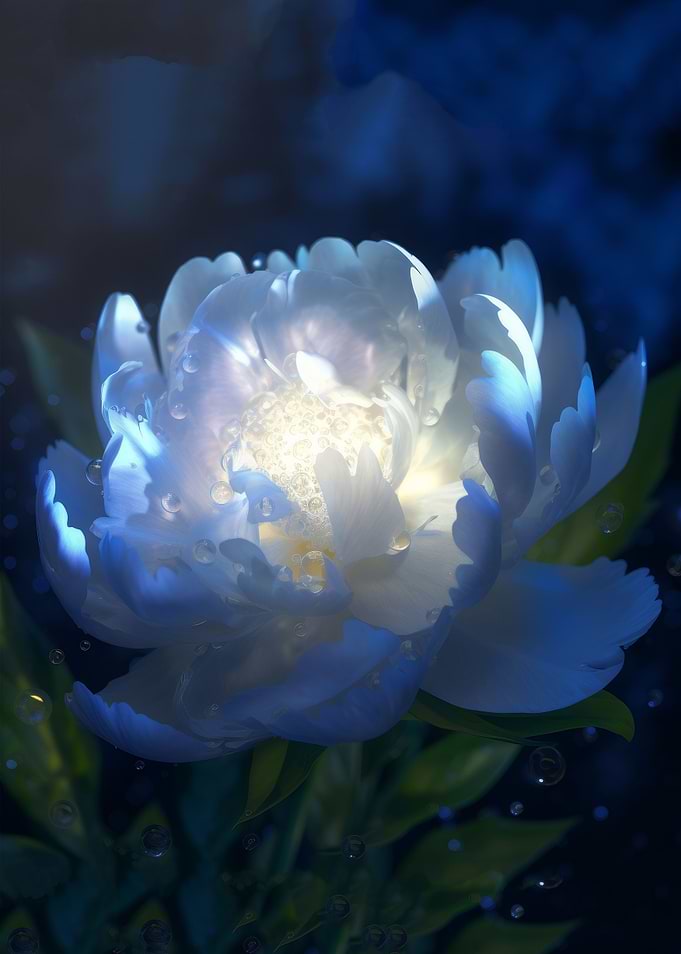 Light white peony flower