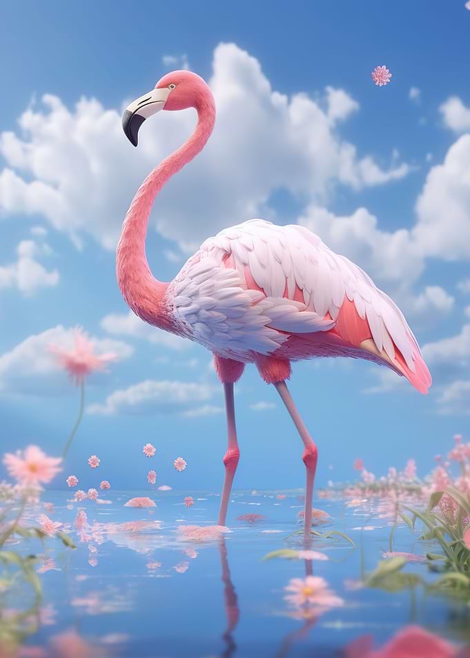 Mountan Landscape Flamingo