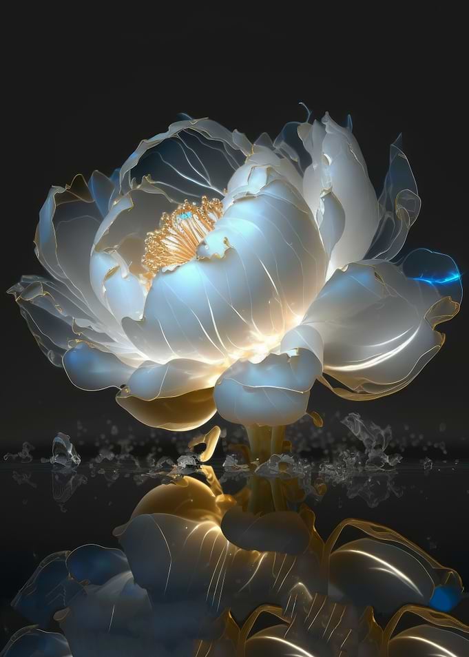 Light white peony flower