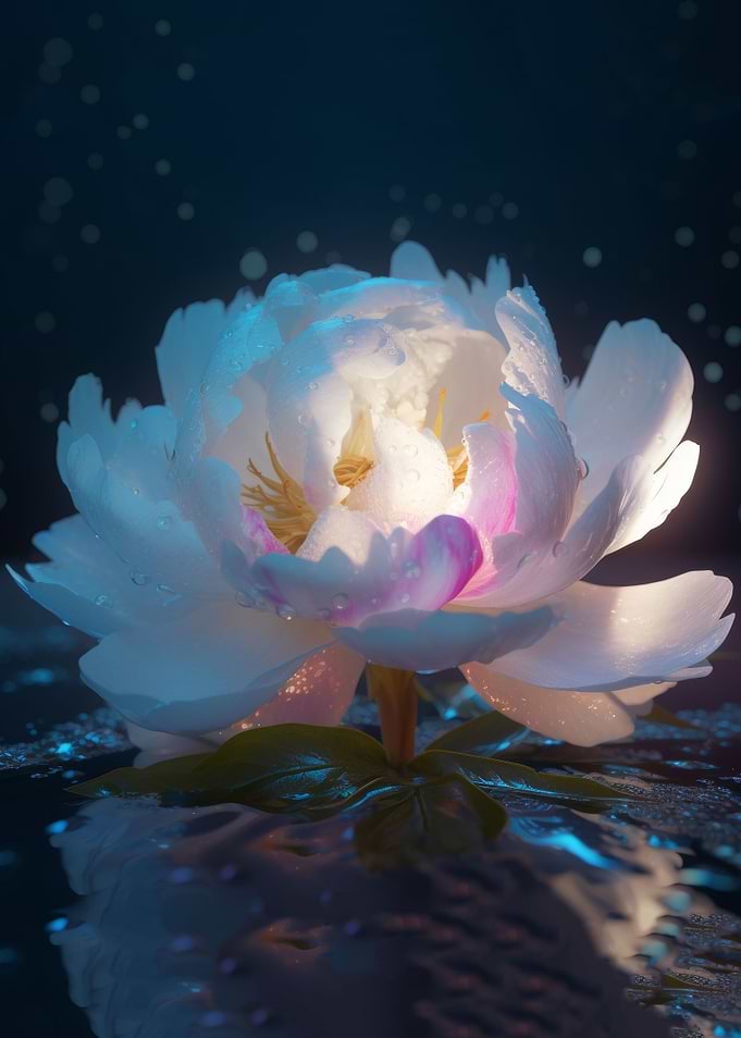 Light white peony flower