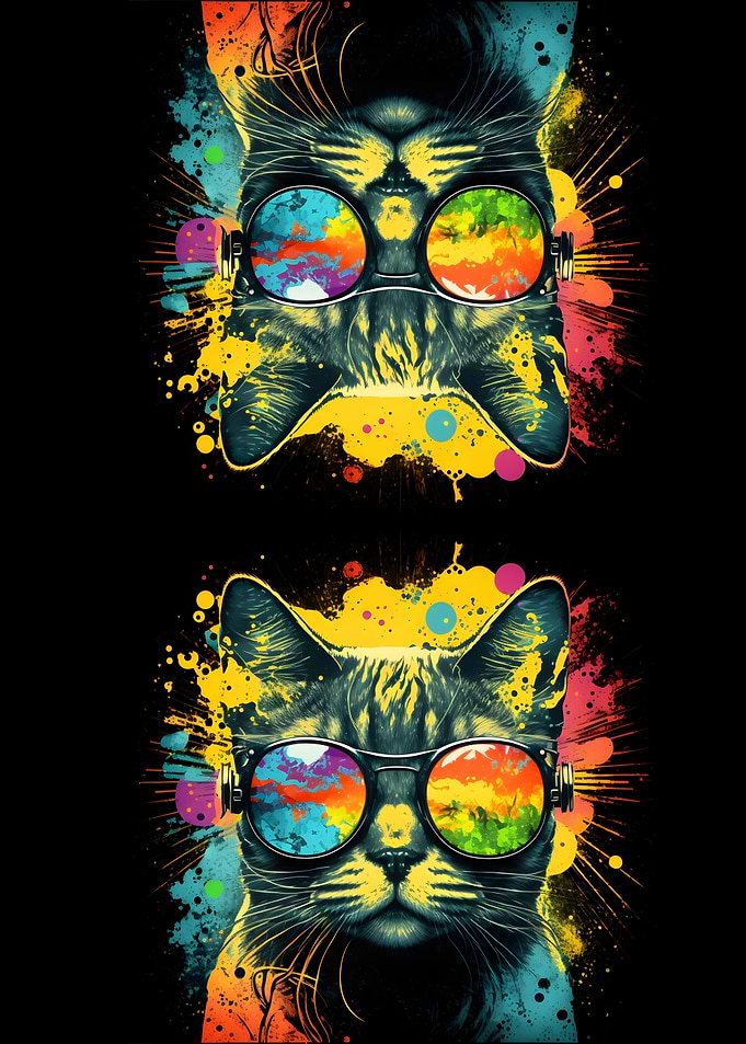 Retro Abstract Cool Cat