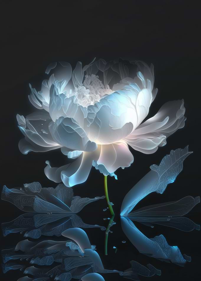 Light white peony flower