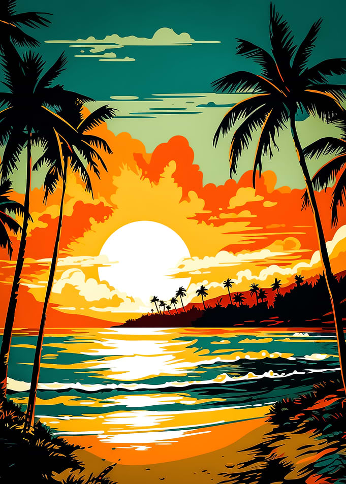 Retro Beach Sunset