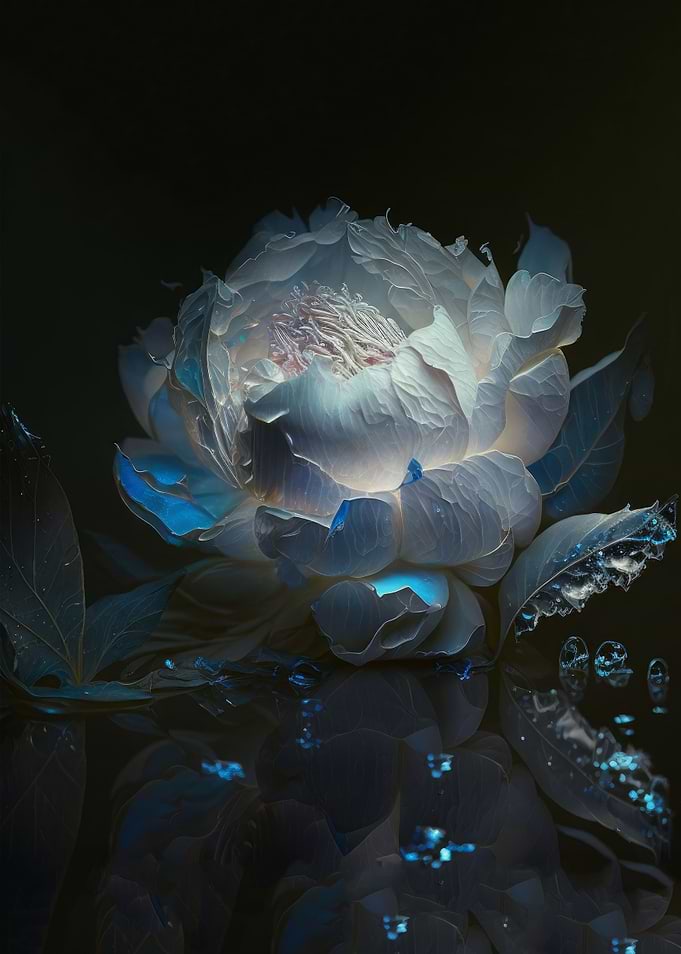 Light white peony flower