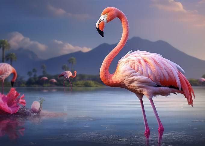 Mountan Landscape Flamingo