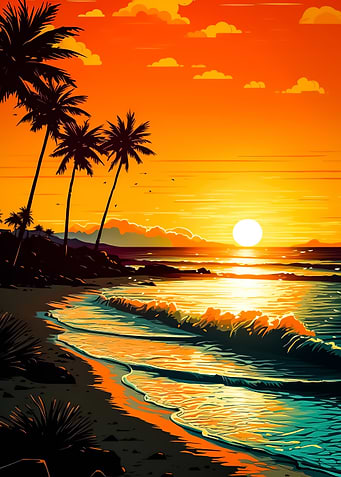 Retro Beach Sunset