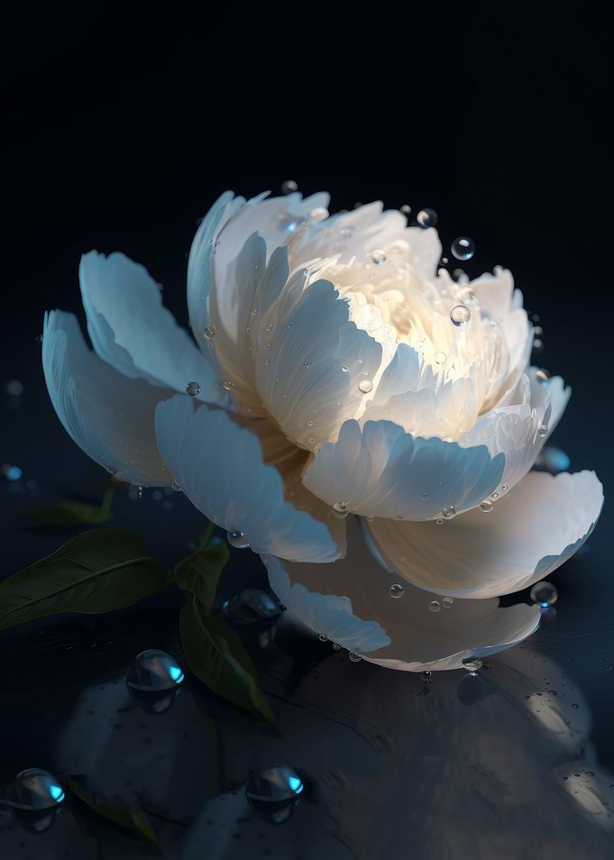 Light white peony flower
