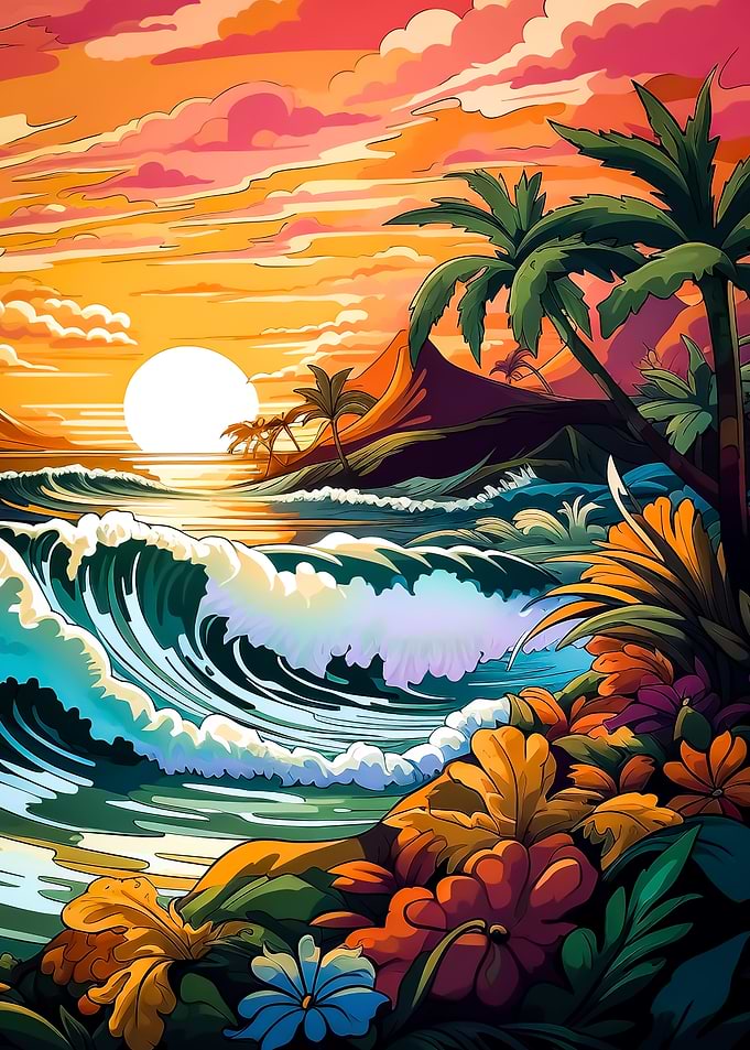 Retro Beach Sunset