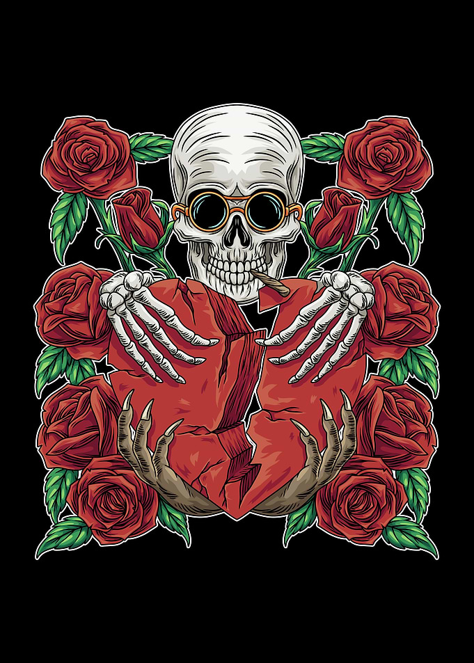 Skull Heart Flower