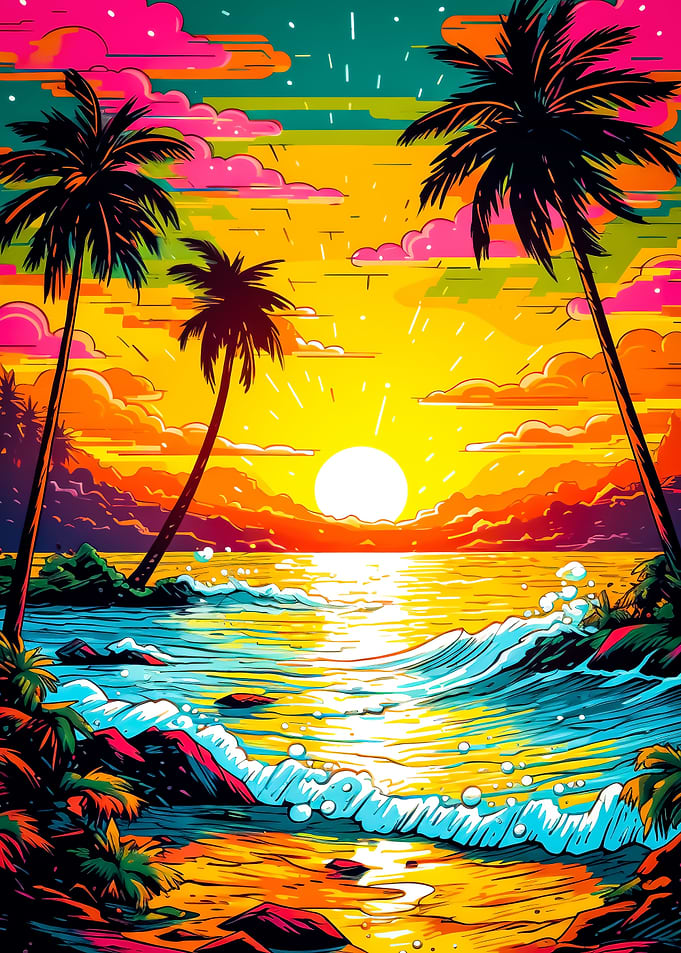 Retro Beach Sunset