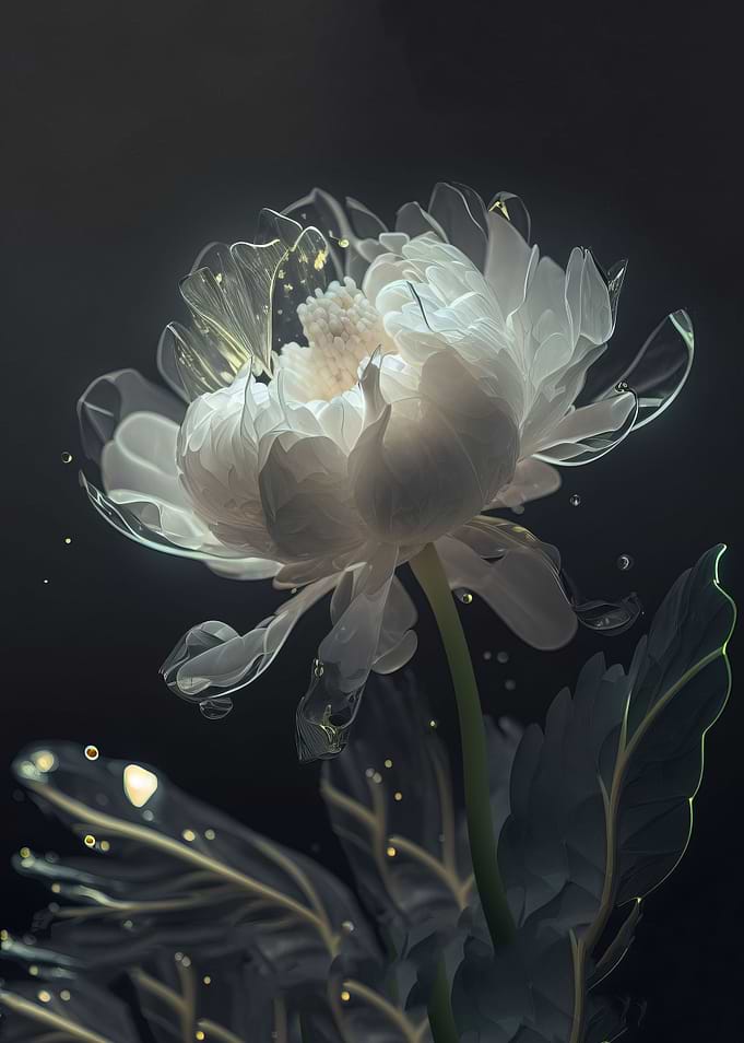 Light white peony flower