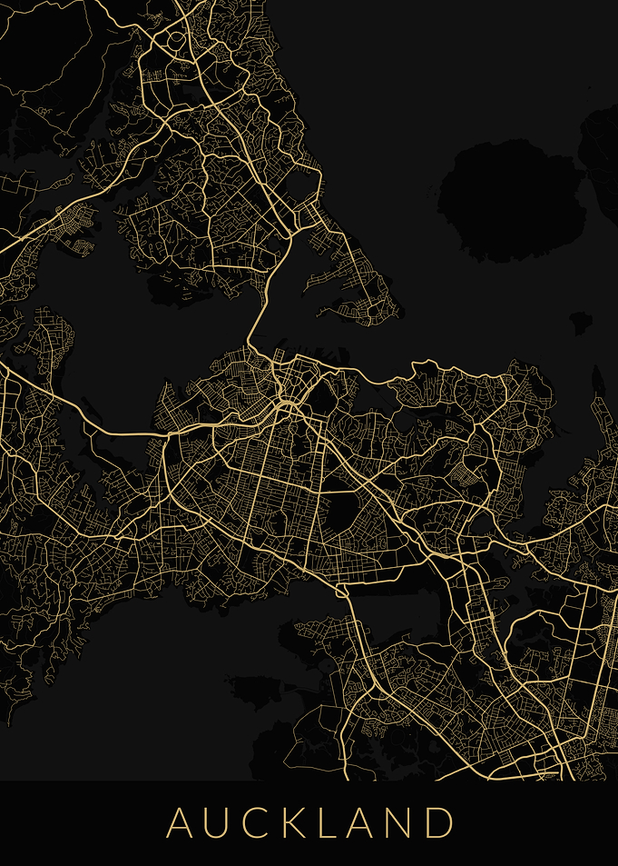 Auckland Map Black Gold