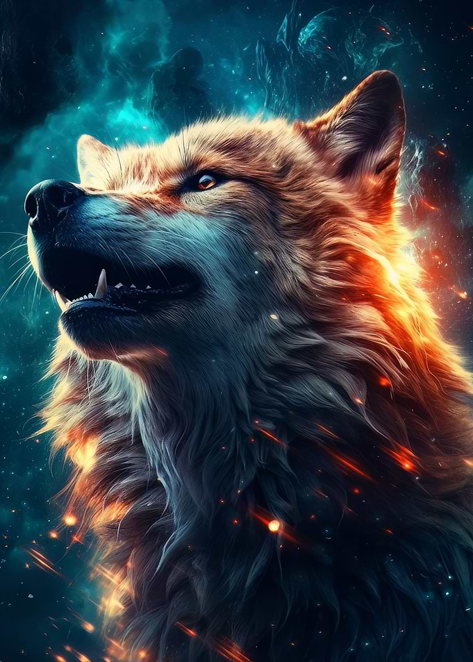 wolf dreamy nebula space