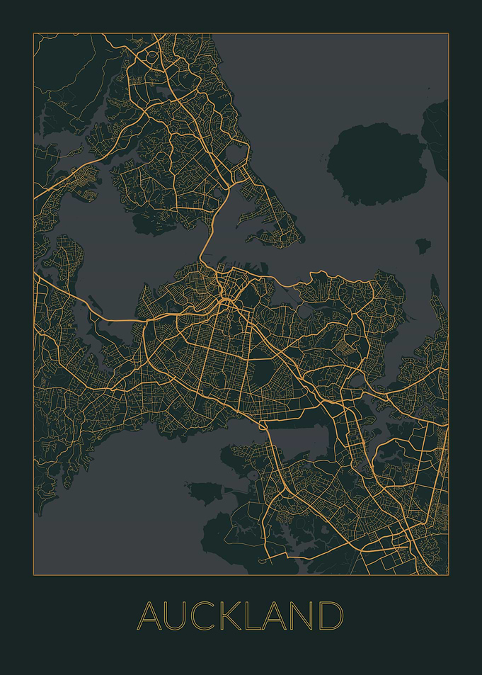 Auckland Gray Orange Map