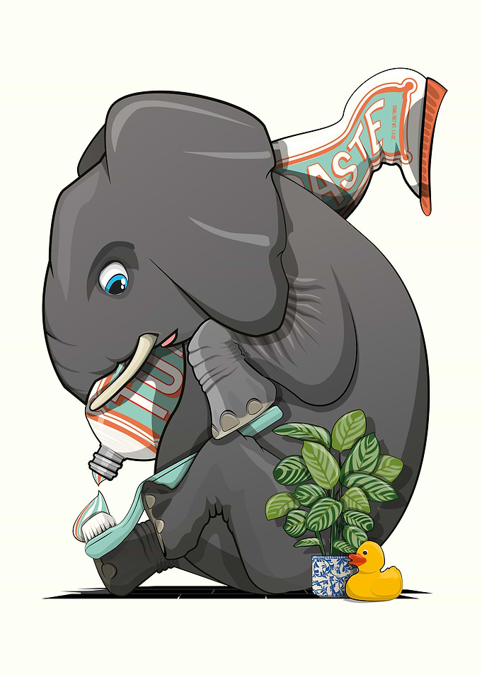 Elephant Brushing Teeth