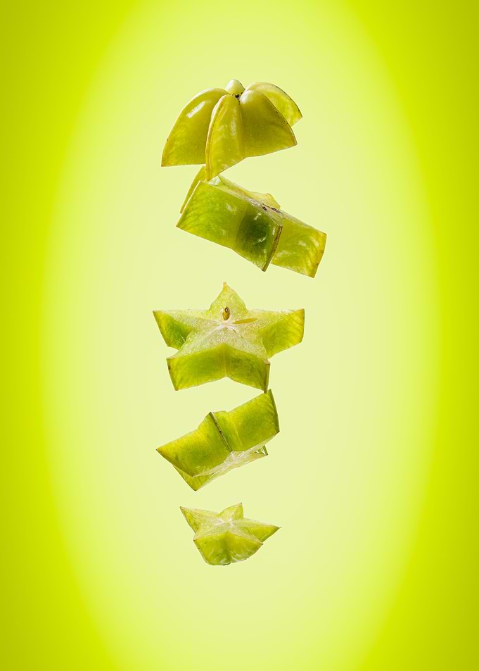 Choped up star fruit