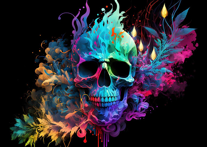 Skull watercolor art