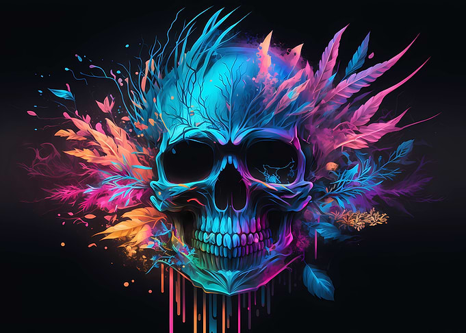 Skull watercolor art
